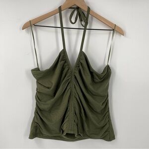 Banana Republic Olive Green Ruched Halter Top
